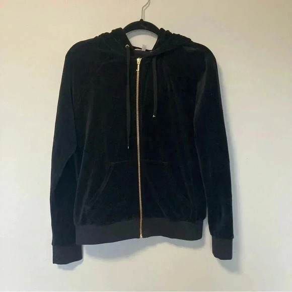 Juicy Couture black  velvet hoodie full zip jacket - Picture 1 of 7